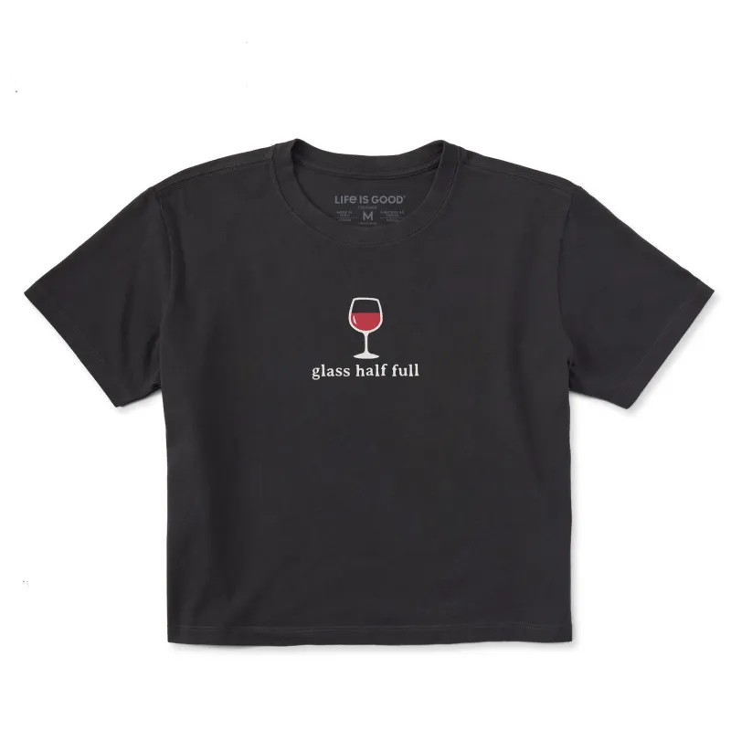 Women's Glass Half Full Short Sleeve Crusher Boxy Tee made by Life is Good