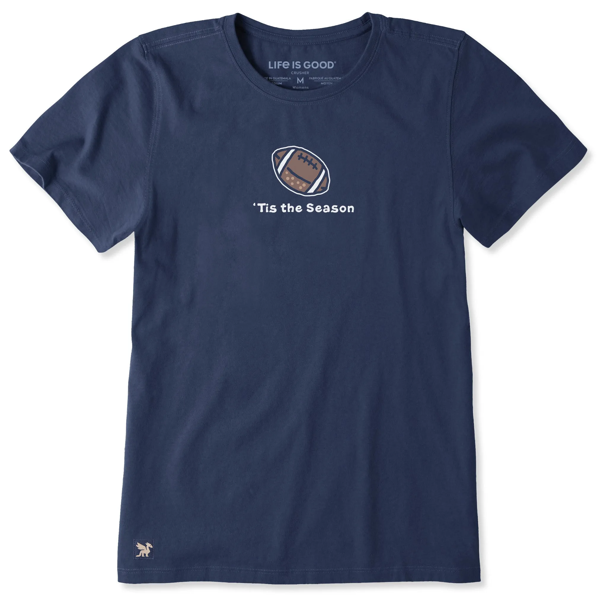 Women's Tis the Season Football Short Sleeve Crusher-LITE Tee sold by Life is Good