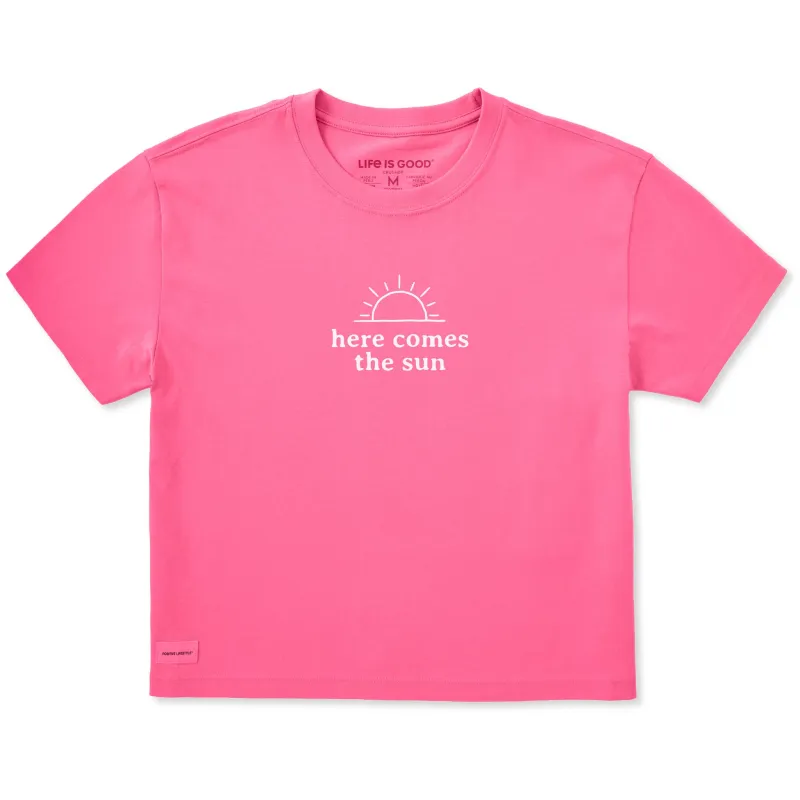 Women's Here Comes the Sun Minimal Short Sleeve Crusher Boxy Tee made by Life is Good