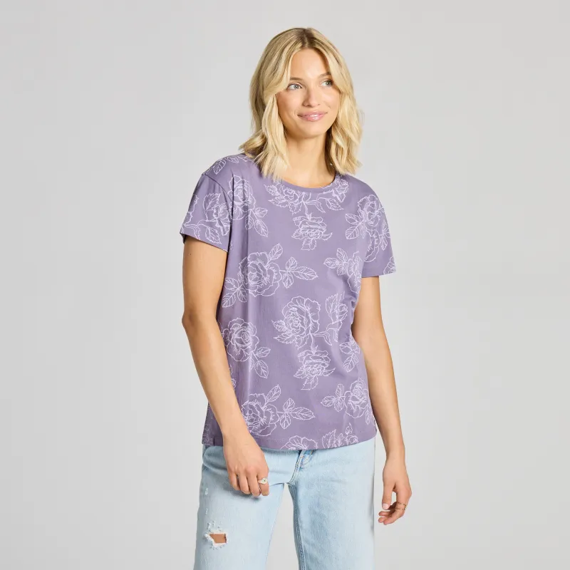 Women's Wild Rose Sketch Pattern Crusher-LITE Easy Tee made by Life is Good