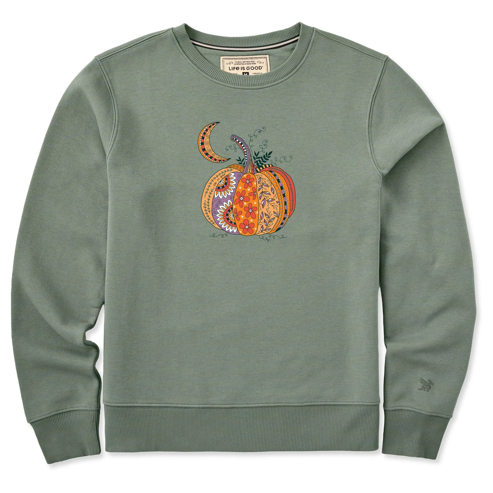 Women's Doodle Pumpkin Good Vibes Crew sold by Life is Good