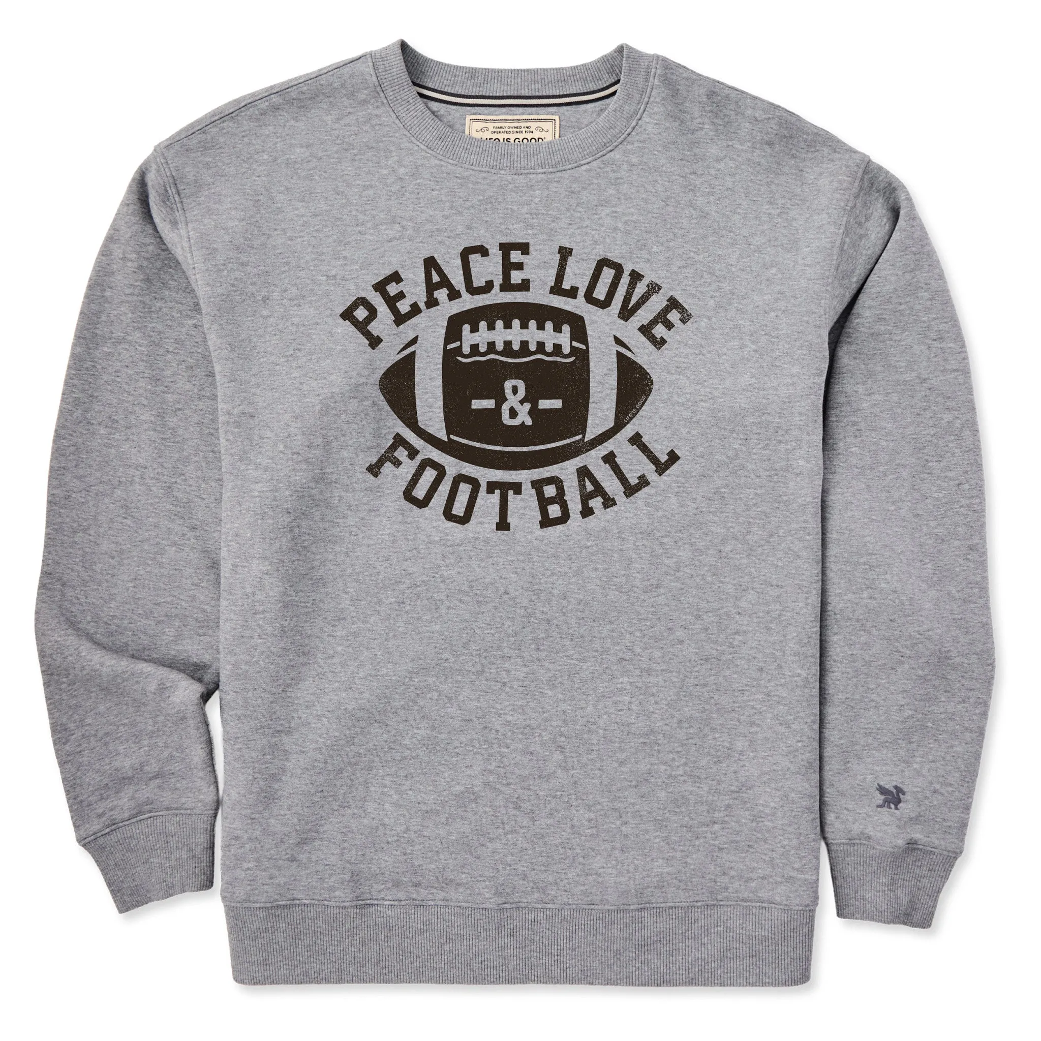 Men's Peace Love Football Good Vibes Crew sold by Life is Good