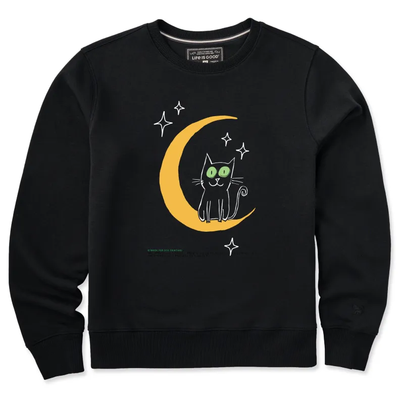 Women's Moon Cat Good Vibes Crew made by Life is Good