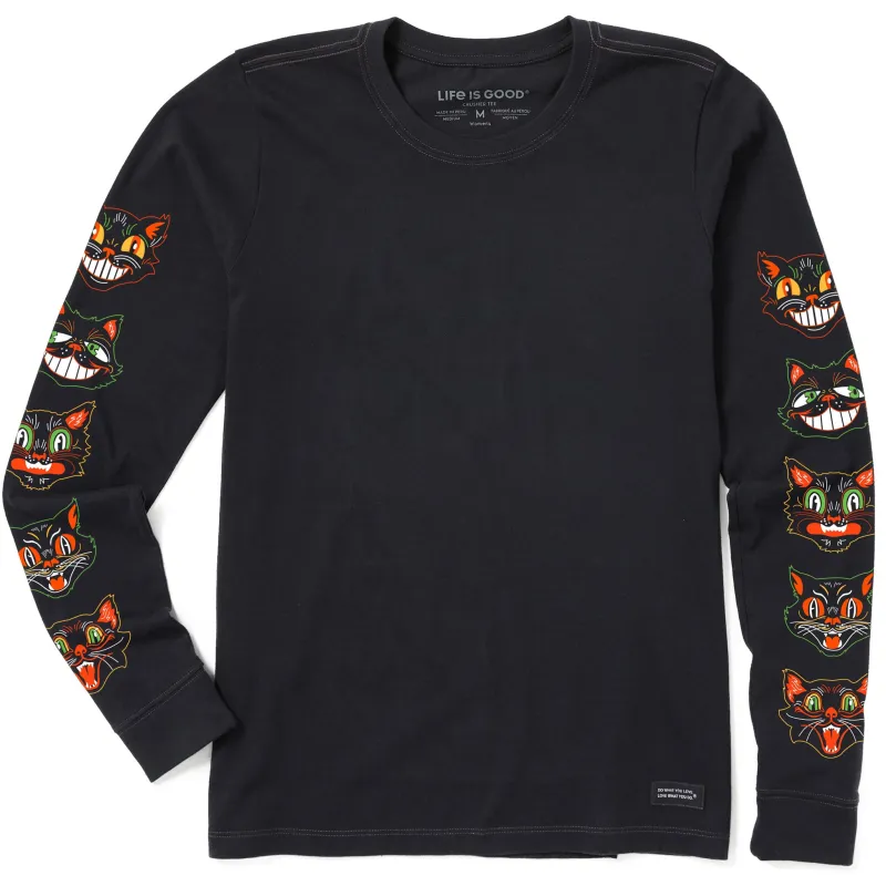 Women's Retro Scaredy Cats Long Sleeve Crusher Tee made by Life is Good