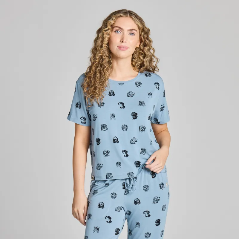 Women's Dog Portrait Pattern Lightweight Boxy Sleep Tee made by Life is Good