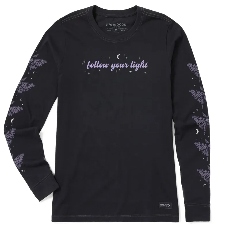 Women's Follow Your Light Luna Moth Long Sleeve Crusher Tee made by Life is Good