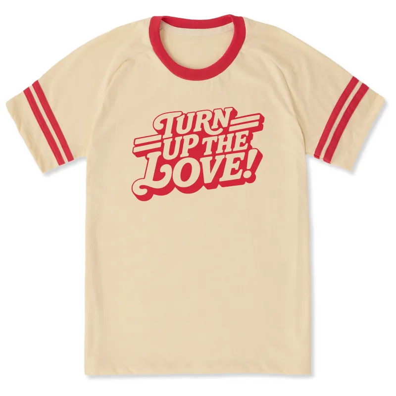 Unisex Turn Up the Love Retro Sleeve-Striped Tee made by Life is Good