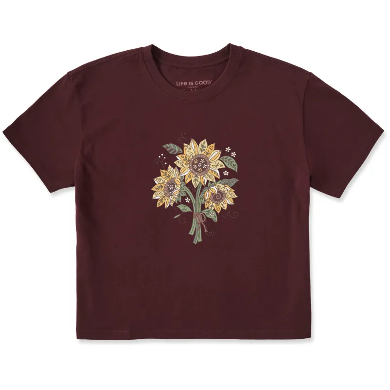 Women's Doodle Sunflower Bundle Short Sleeve Crusher Boxy Tee made by Life is Good