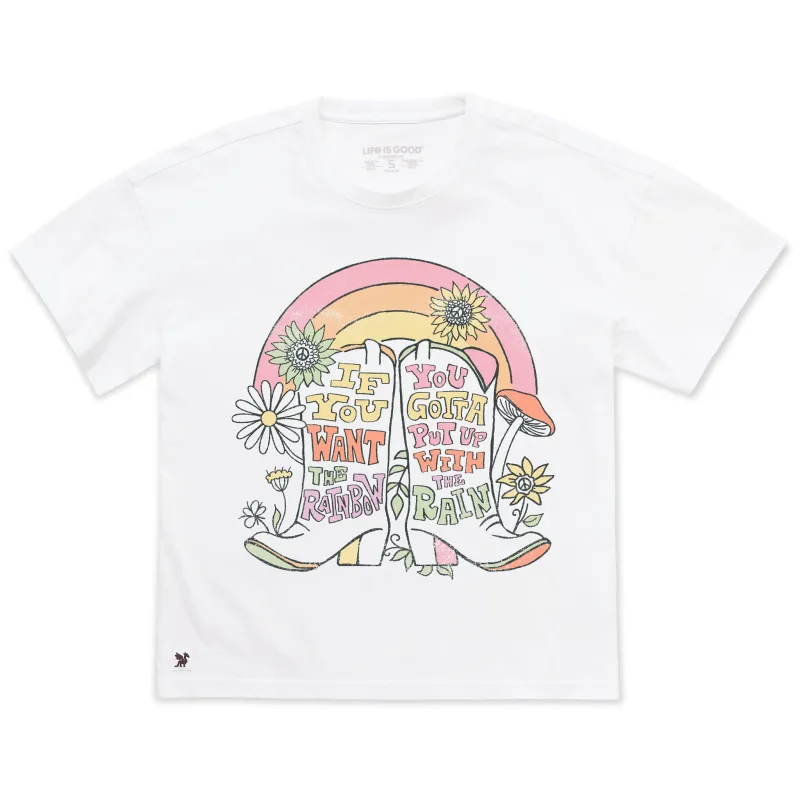 Women's Boots If You Want the Rainbow Short Sleeve Oversized Crusher Tee made by Life is Good