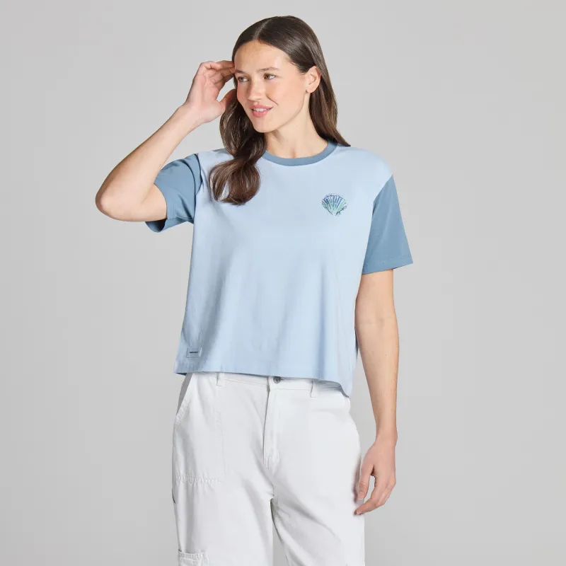 Women's Painted Seashell Grid Short Sleeve Crusher Boxy Tee made by Life is Good