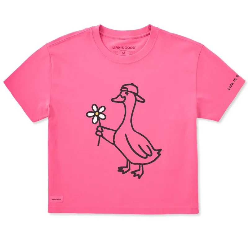 Women's Goose w Daisy Short Sleeve Crusher Boxy Tee made by Life is Good
