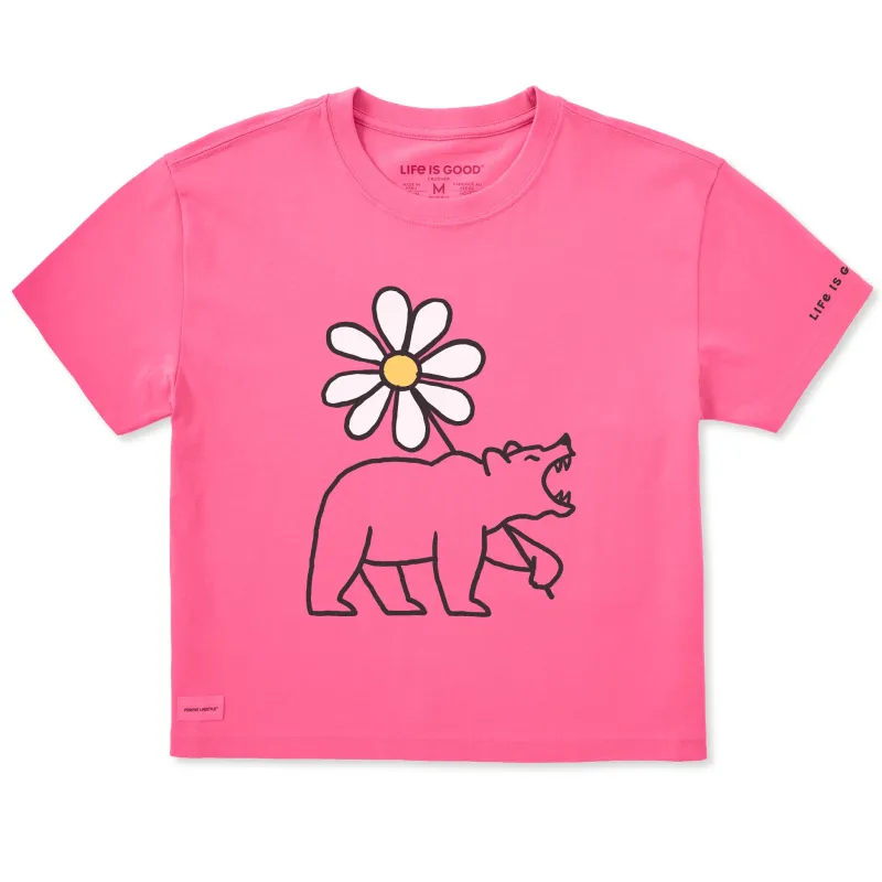 Women's Grizzly w Daisy Short Sleeve Crusher Boxy Tee made by Life is Good