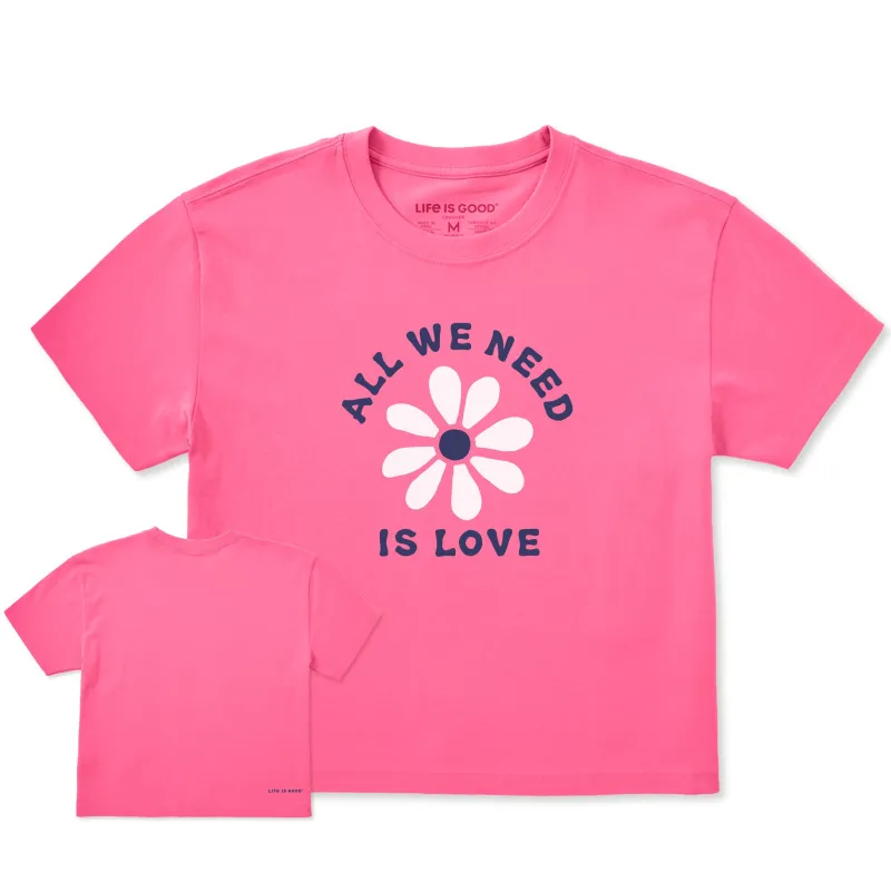 Women's All We Need Fresh Daisy Short Sleeve Crusher Boxy Tee made by Life is Good