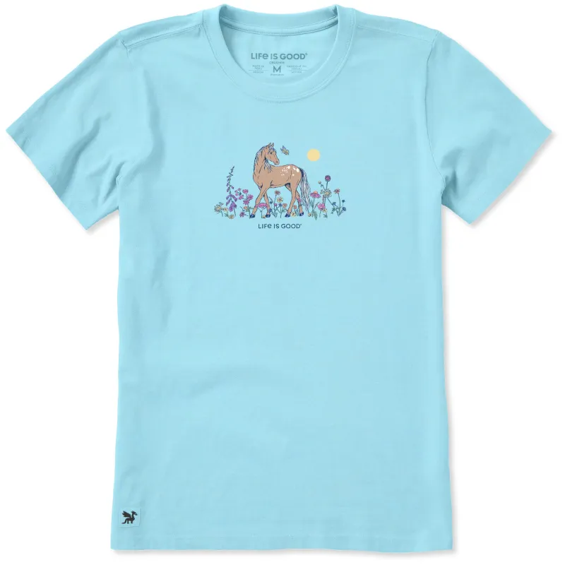 Women's Horse in Wildflowers Short Sleeve Crusher Tee made by Life is Good
