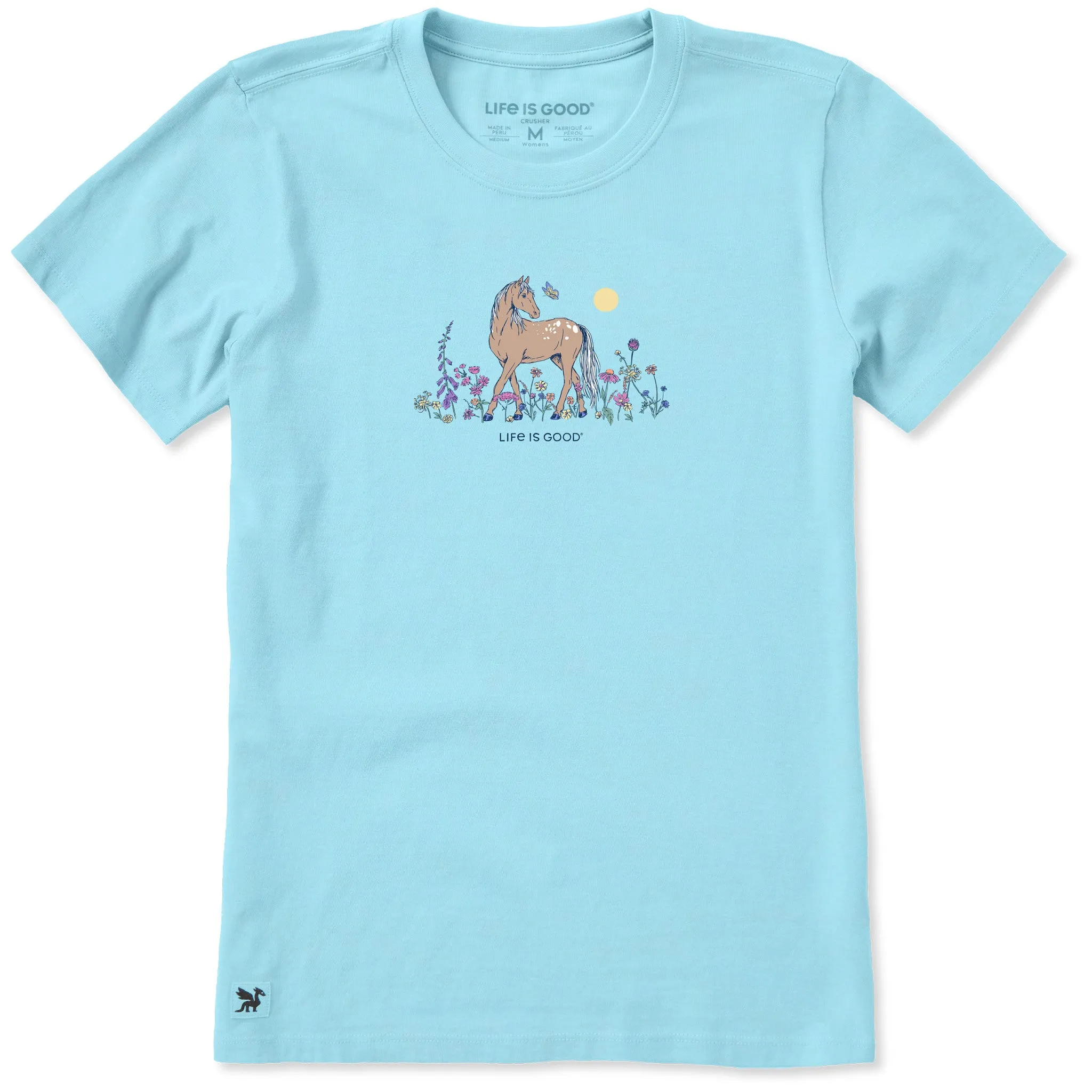 Women's Horse in Wildflowers Short Sleeve Crusher Tee sold by Life is Good