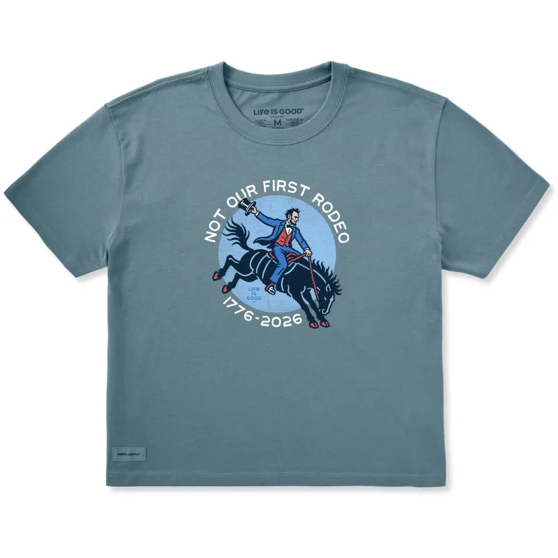 Women's Not Our First Rodeo USA Short Sleeve Crusher Boxy Tee made by Life is Good