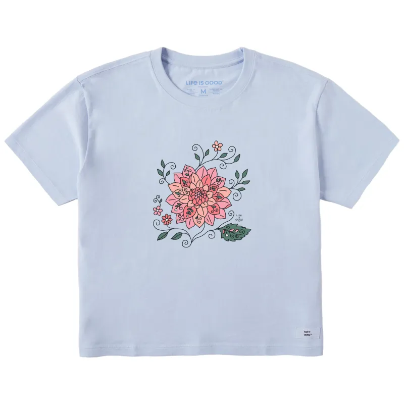 Women's Doodle Dahlia Short Sleeve Crusher Boxy Tee made by Life is Good