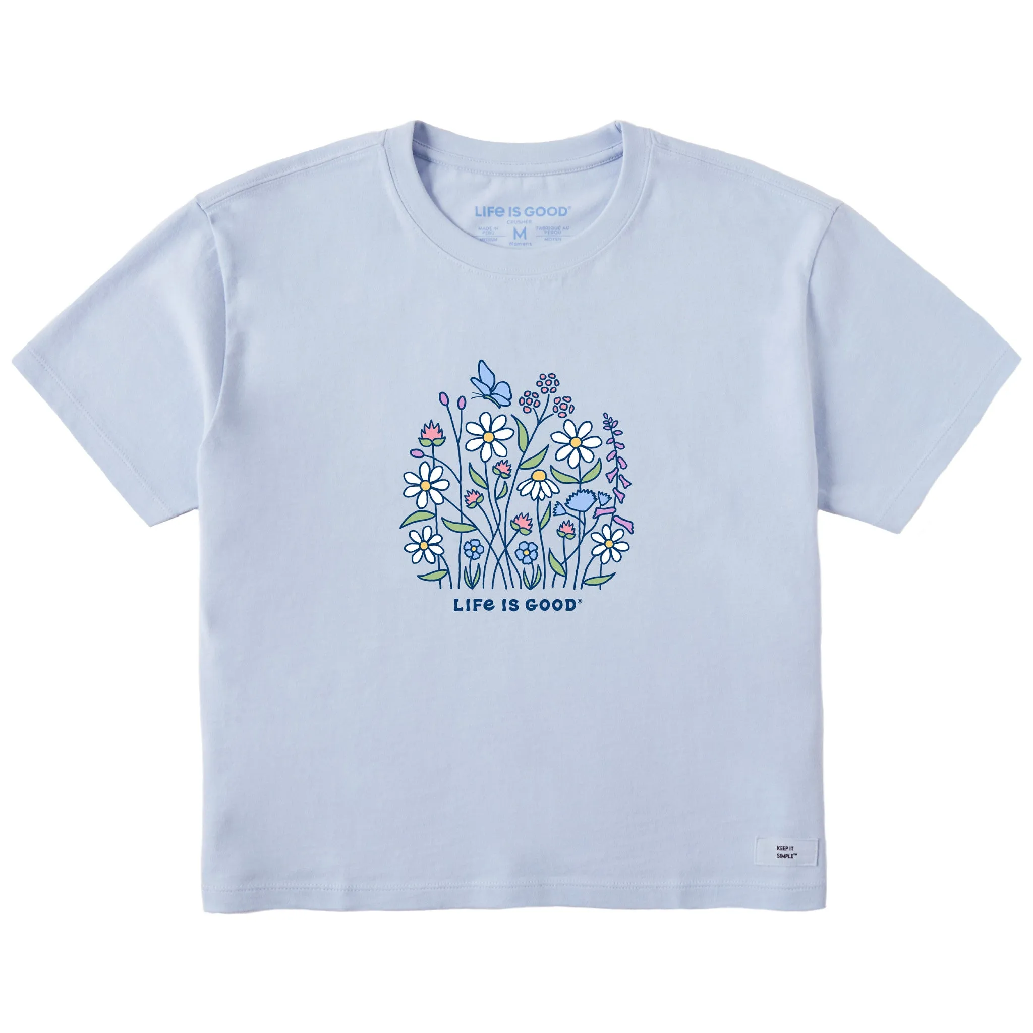 Women's Butterfly Among Flowers Short Sleeve Crusher Boxy Tee sold by Life is Good