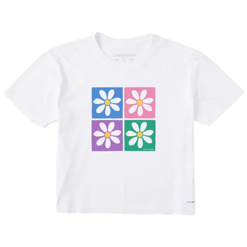 Women's Four Daisy Grid Short Sleeve Crusher Boxy Tee made by Life is Good