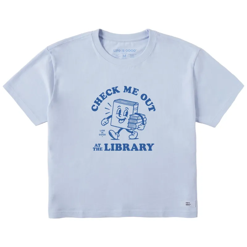 Women's Check Me Out at the Library Short Sleeve Crusher Boxy Tee made by Life is Good