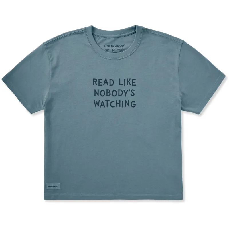 Women's Read Like Nobody's Watching Short Sleeve Crusher Boxy Tee made by Life is Good