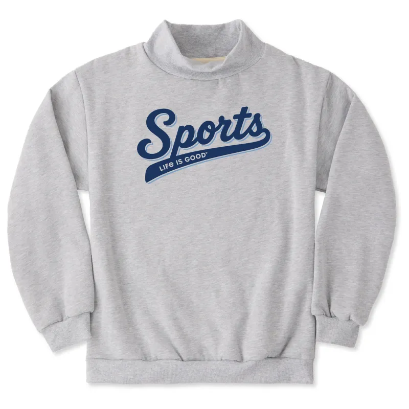 Unisex Sports Script Mock Neck Fleece Crew made by Life is Good