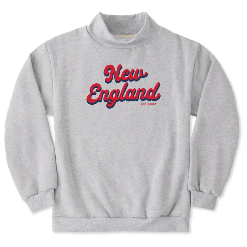 Unisex New England Script Mock Neck Fleece Crew made by Life is Good