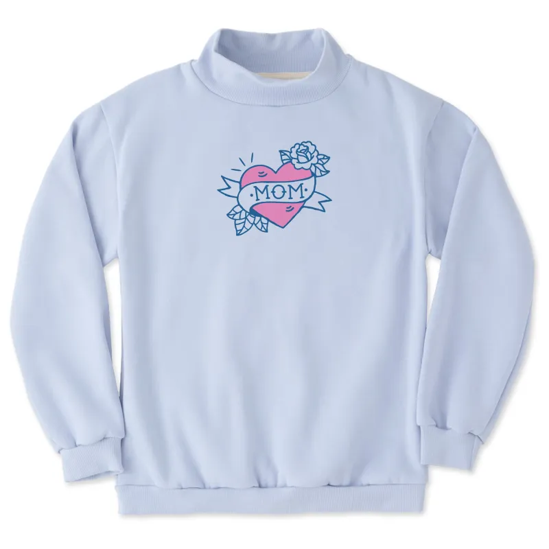 Unisex Mom Love Mock Neck Fleece Crew made by Life is Good