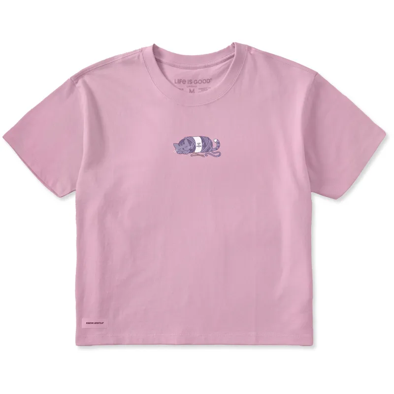 Women's Yarn Cat Short Sleeve Crusher Boxy Tee made by Life is Good