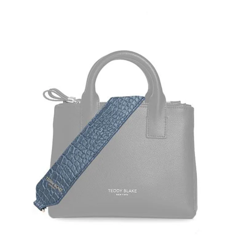 Croco Leather Wide Strap - Blue sold by Teddy Blake