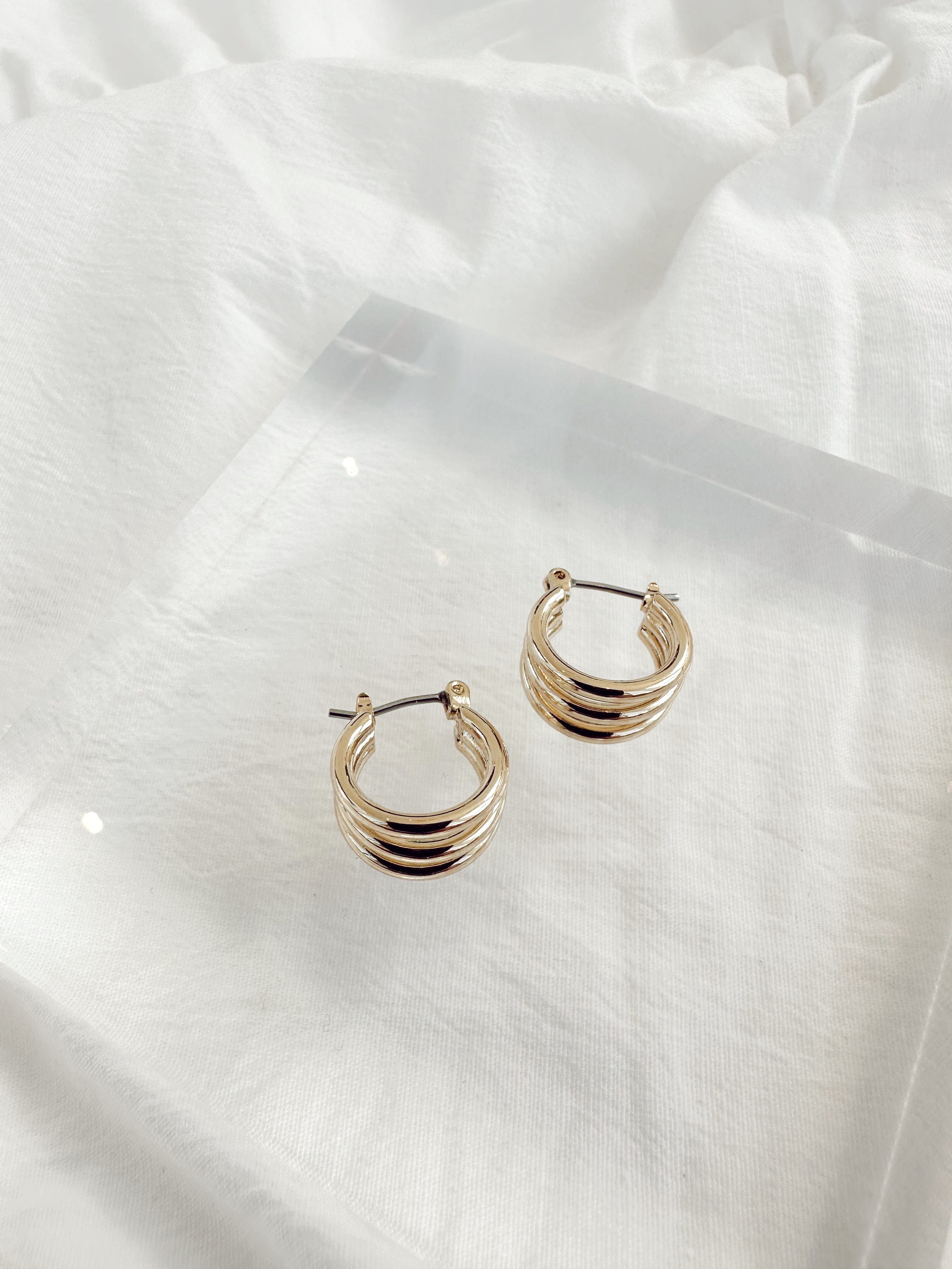 Gold Triple Hoop sold by LANE 201