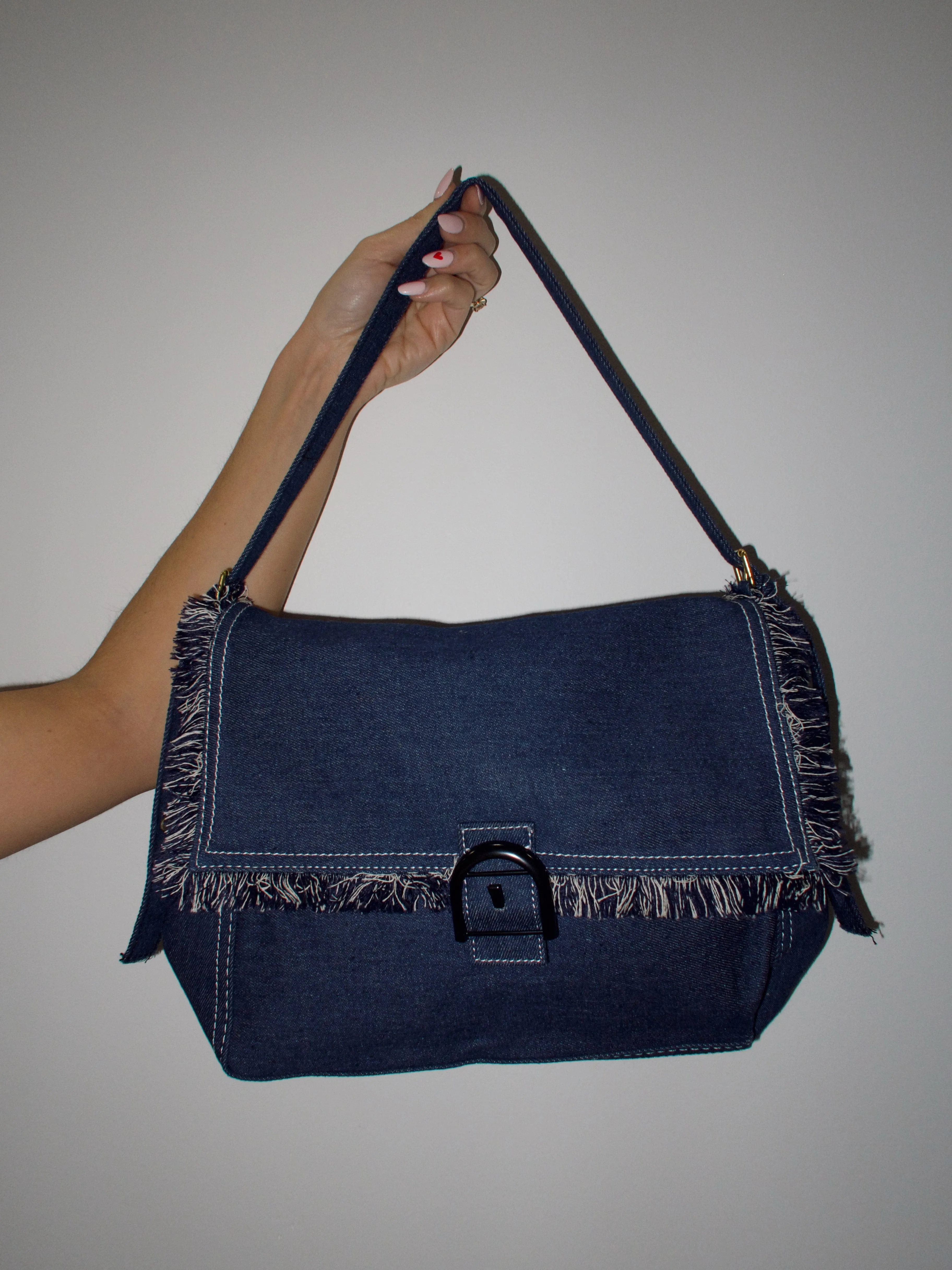 Denim Tassel Shoulder Bag sold by LANE 201