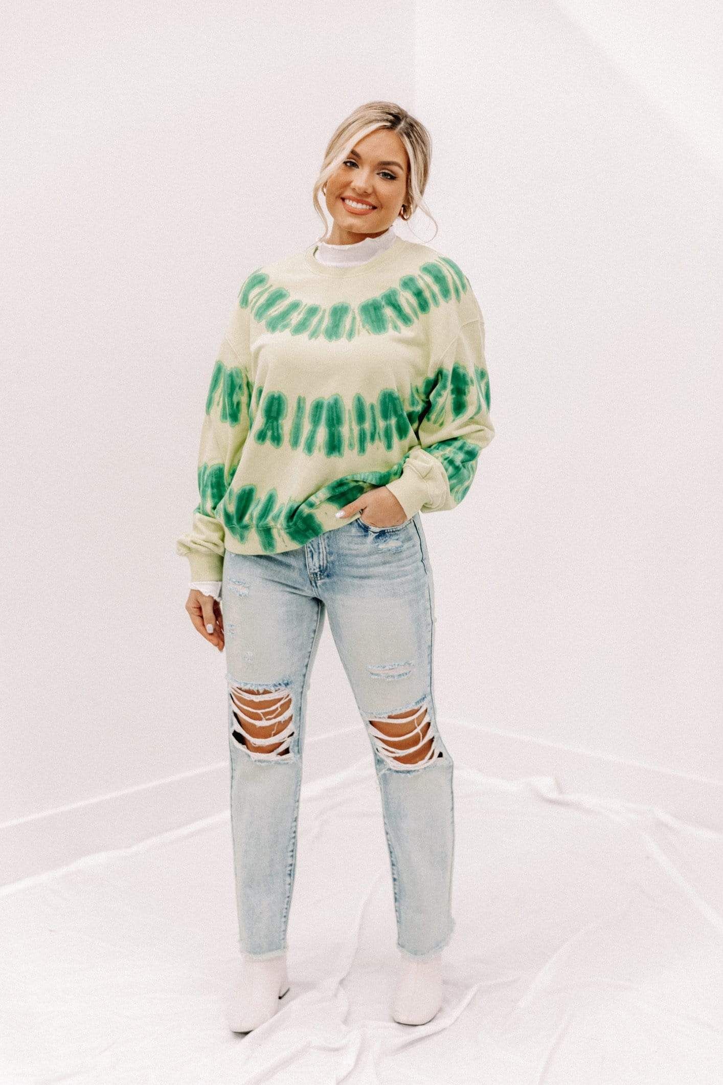Pistachio Tie Dye Sweatshirt sold by LANE 201 product image thumbnail 2
