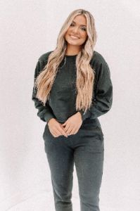 Black Kicking Back Sweatshirt sold by LANE 201