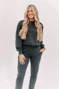 Black Kicking Back Sweatshirt sold by LANE 201