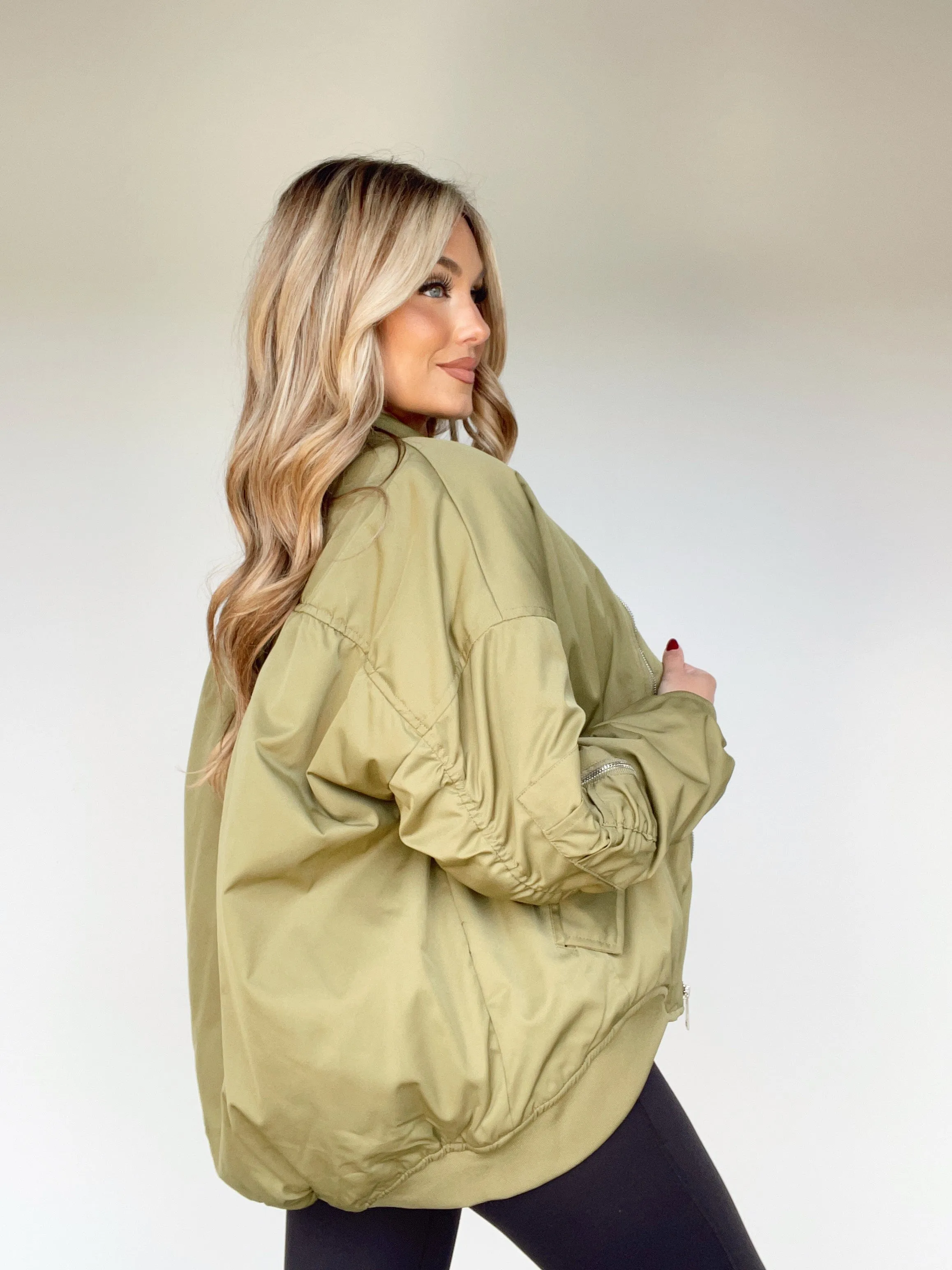 Olive Bomber Jacket sold by LANE 201 product image thumbnail 3