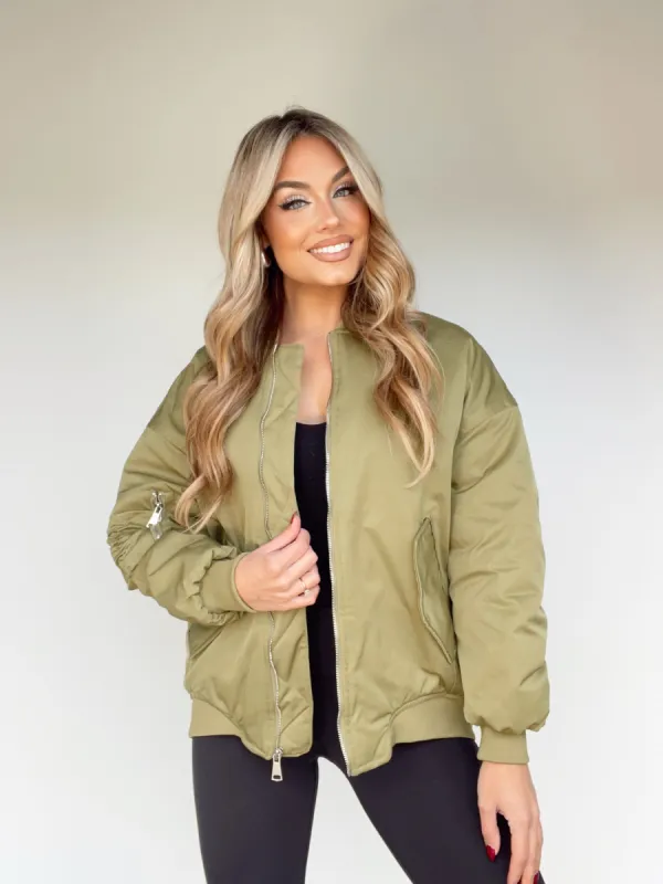 Olive Bomber Jacket sold by LANE 201