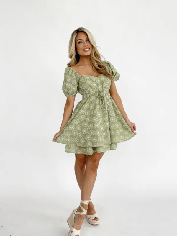 Sage Embroidered Floral Dress sold by LANE 201