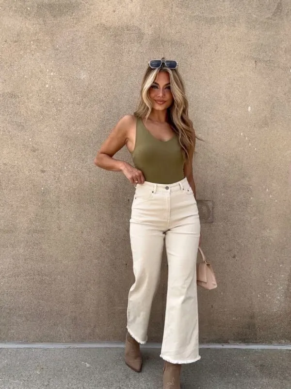 Neutral Canvas Pants sold by LANE 201