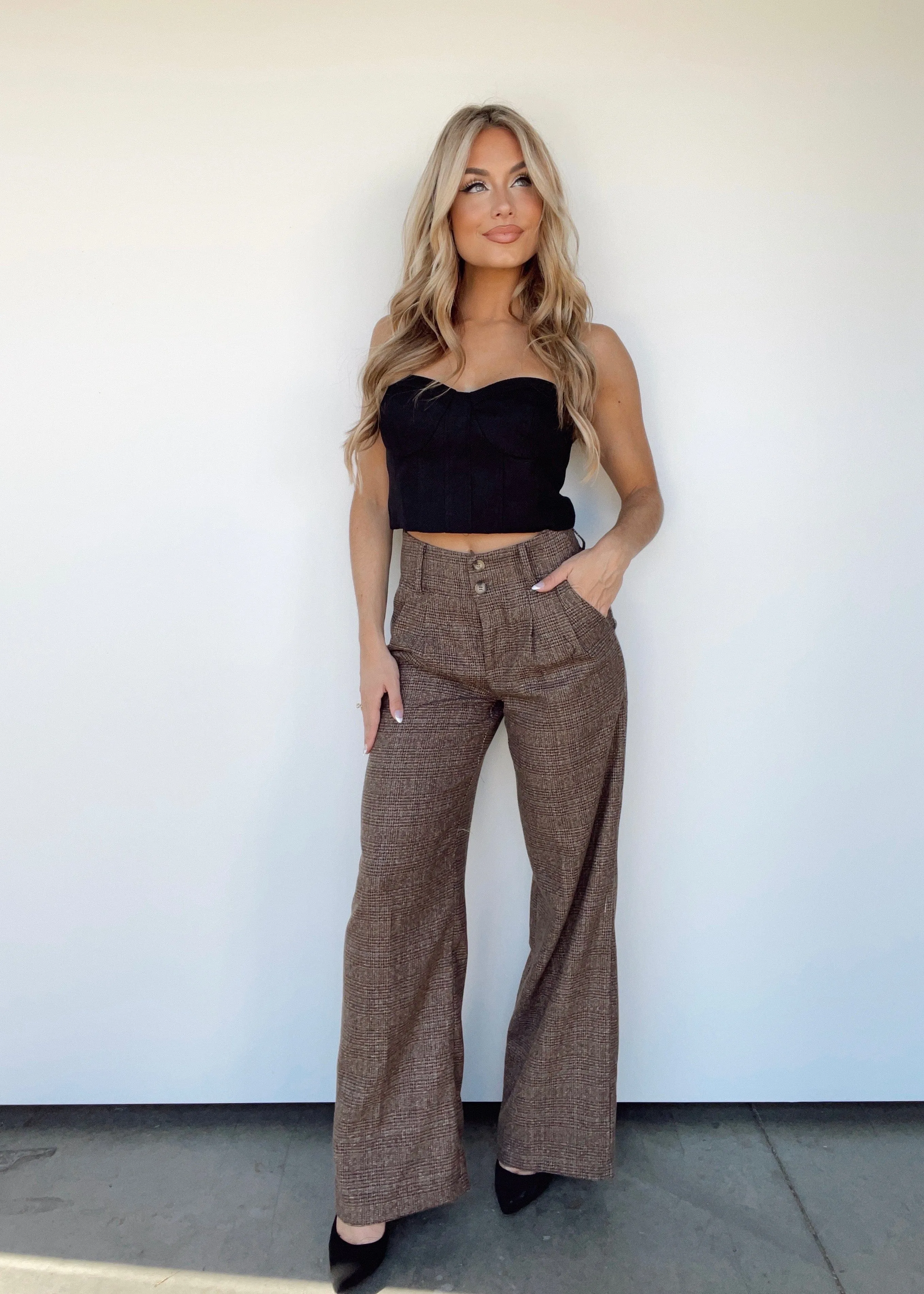 Brown Checkered Trousers sold by LANE 201 product image thumbnail 2