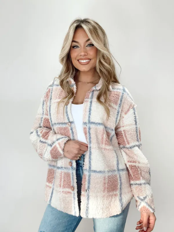 Catching Snowflakes Plaid Shacket made by LANE 201