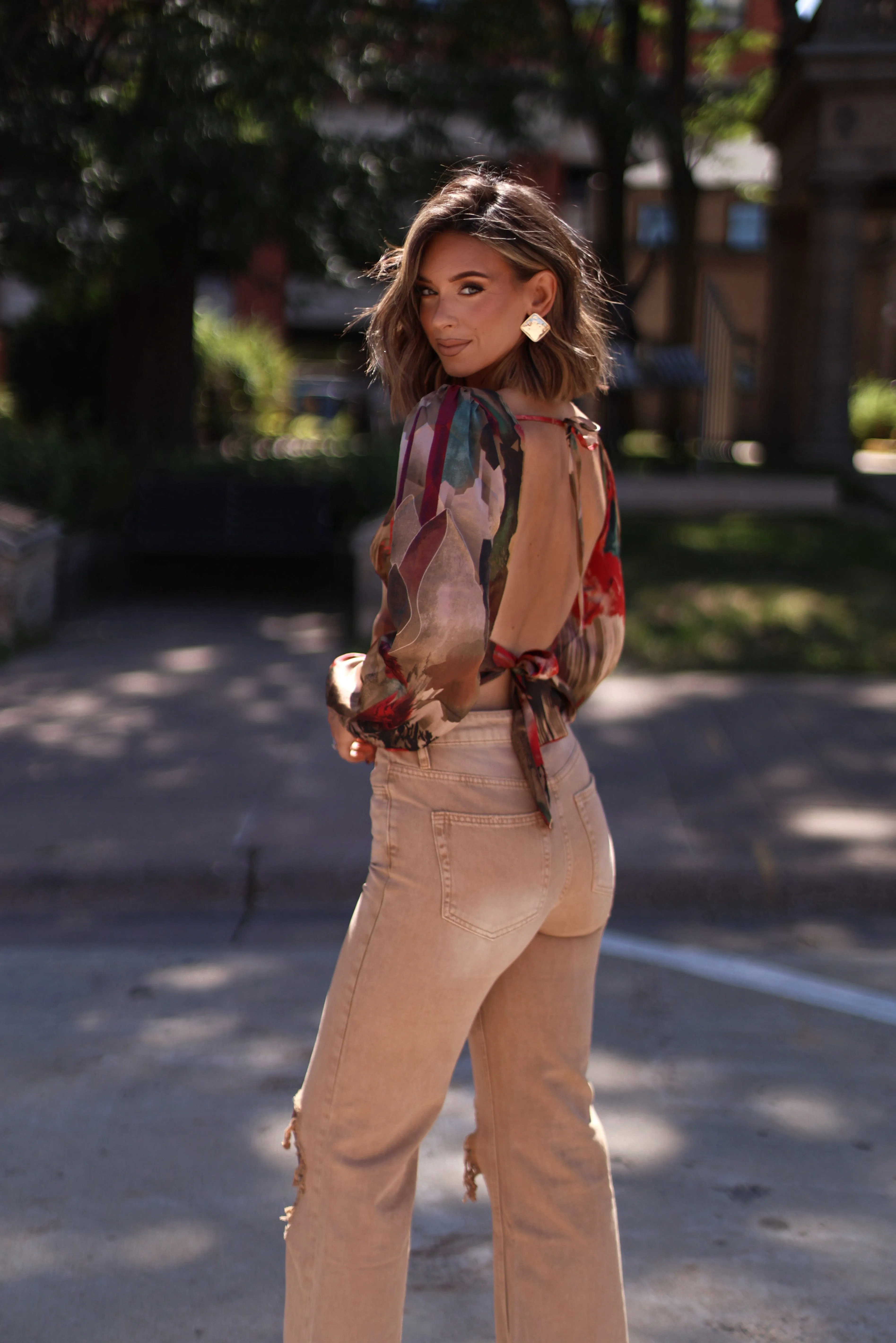Brown Crop Flare Denim sold by LANE 201 product image thumbnail 5