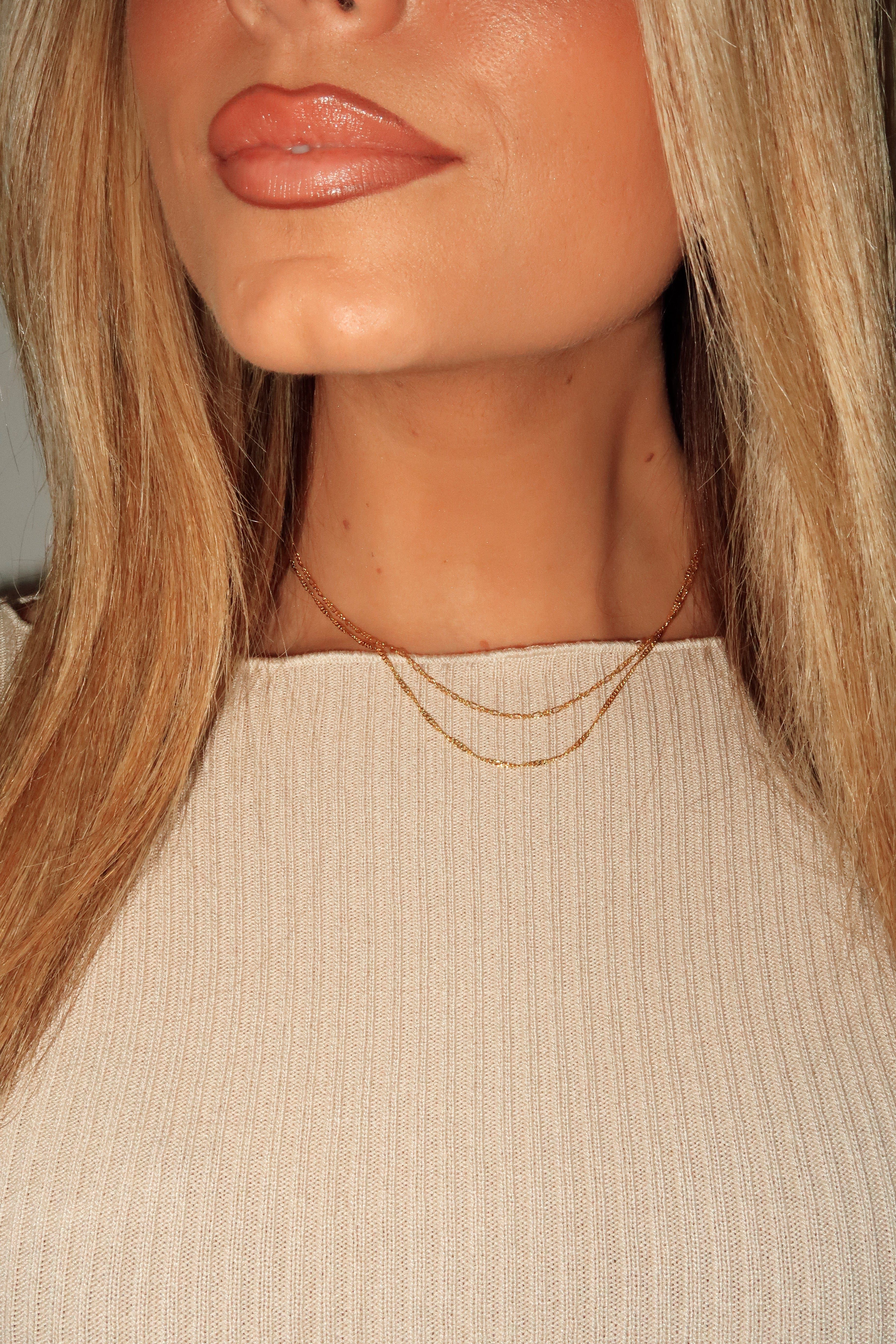 18K Gold Plated Double Layer Necklace sold by LANE 201 product image thumbnail 3