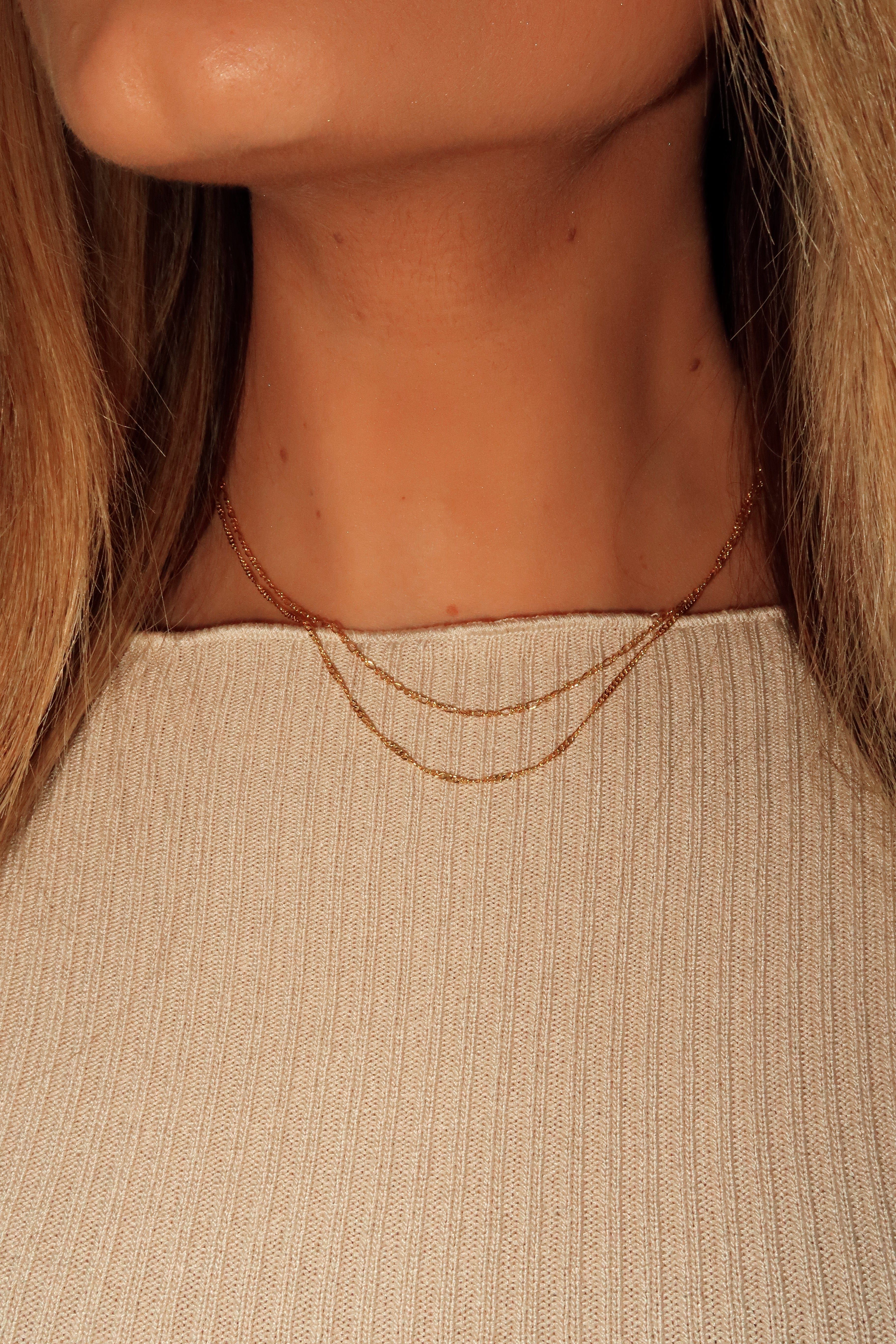 18K Gold Plated Double Layer Necklace sold by LANE 201