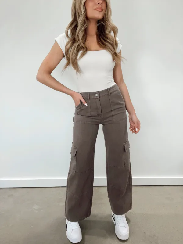 Taupe Cargo Pants sold by LANE 201