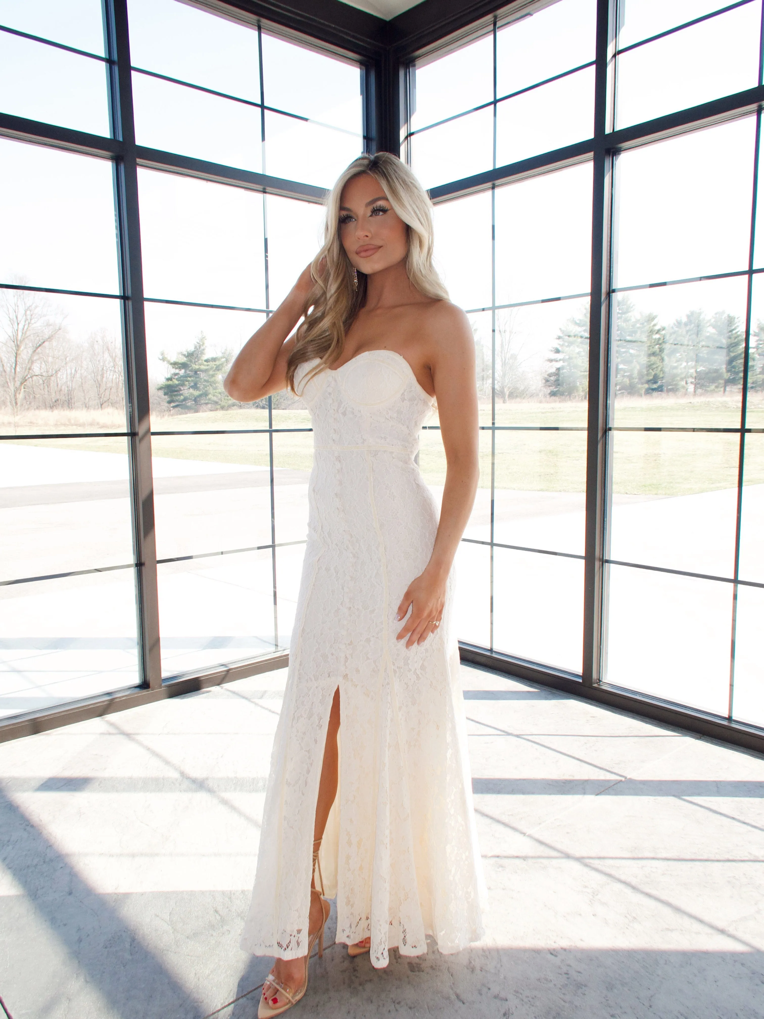 Wedded Bliss Lace Maxi Dress sold by LANE 201 product image thumbnail 4