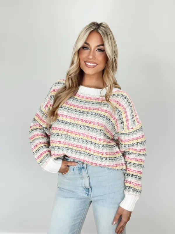 Rainbow Knit Sweater sold by LANE 201
