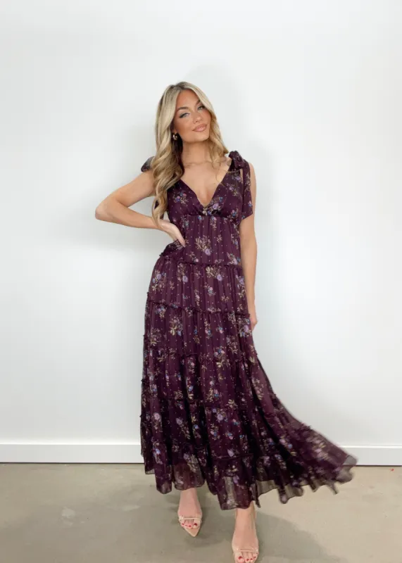 Deep Harmony Floral Maxi Dress sold by LANE 201