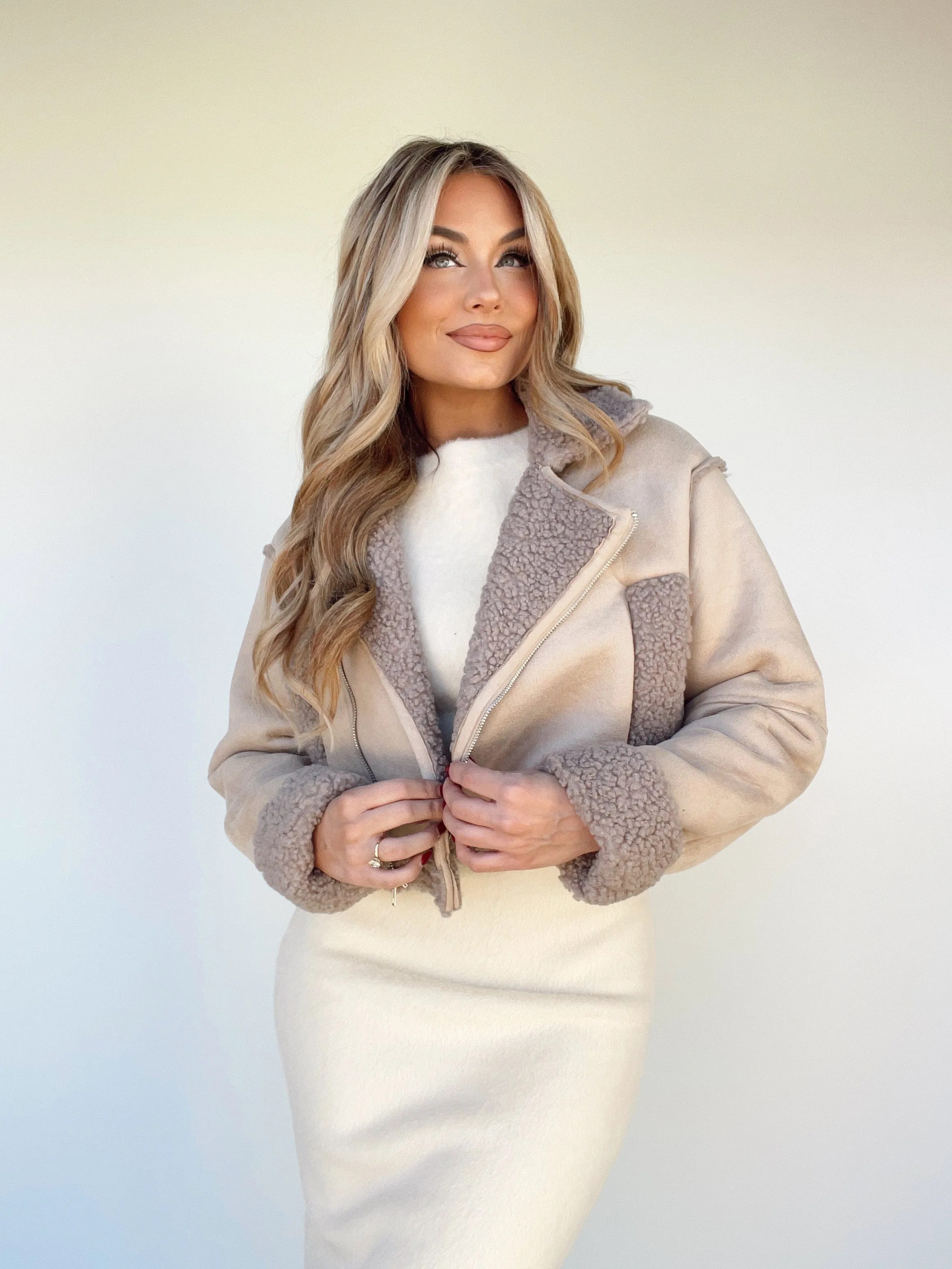 Warm Grey Sherpa Jacket sold by LANE 201 product image thumbnail 5
