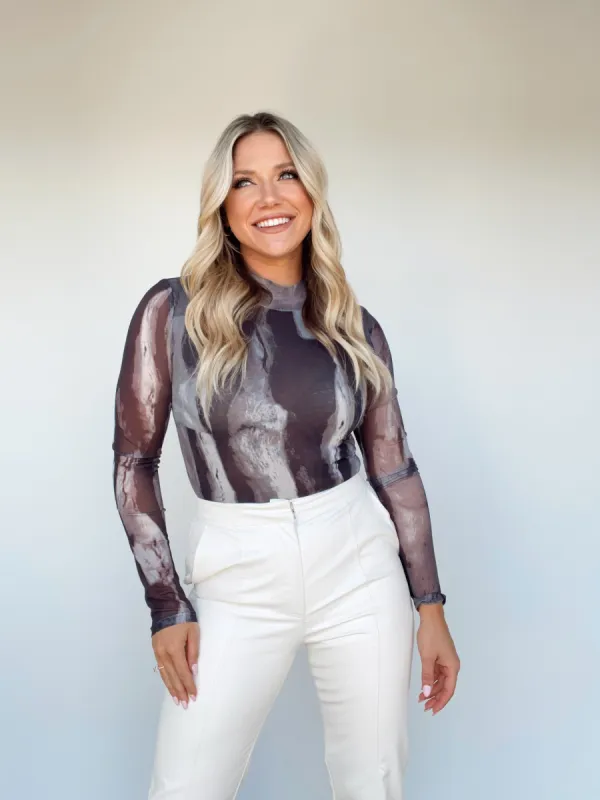 Marble Mesh Bodysuit sold by LANE 201